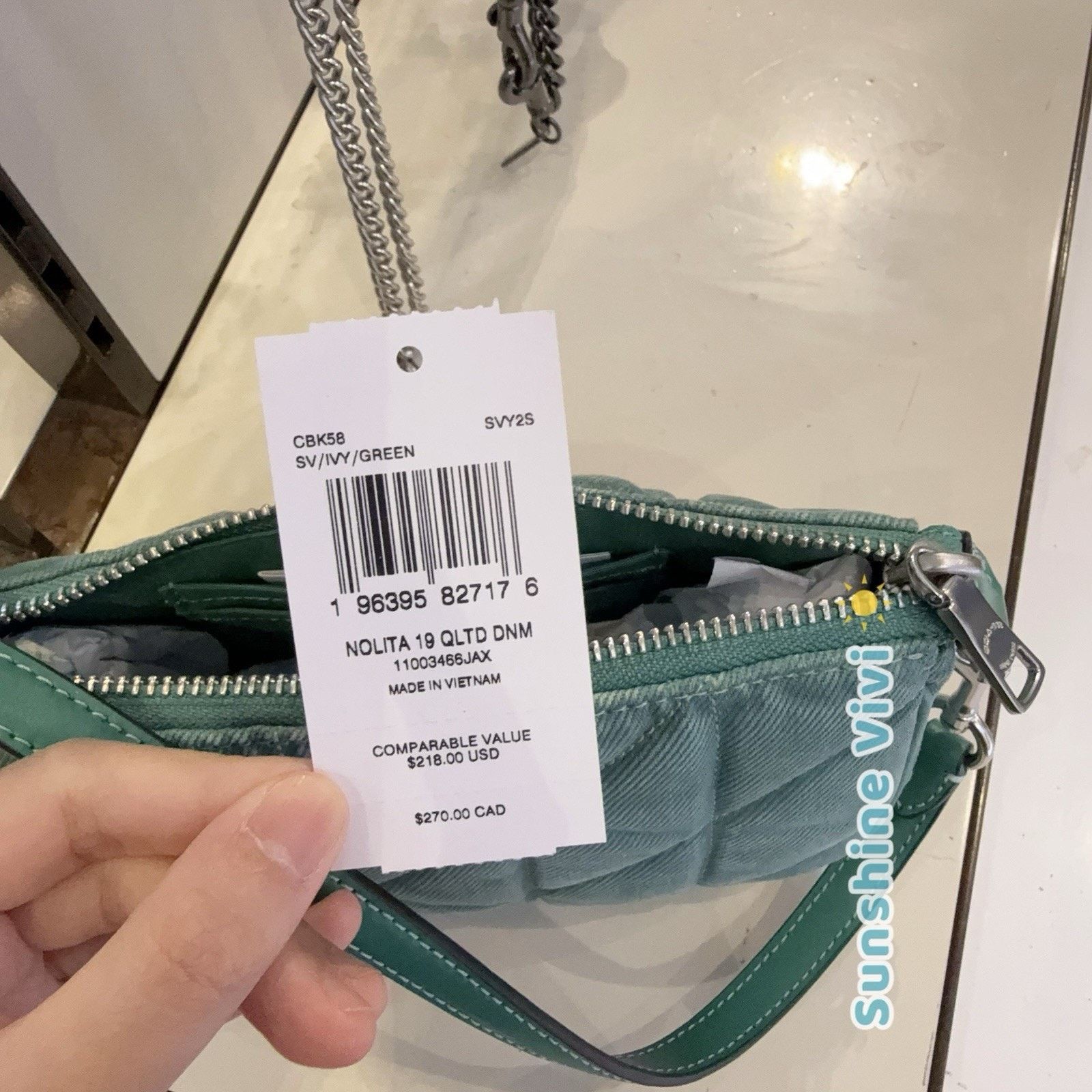 Coach NWT Coach Nolita 19 CBK58 Denim and smooth leather Ivy/Green Size ONE SIZE - 12 Thumbnail