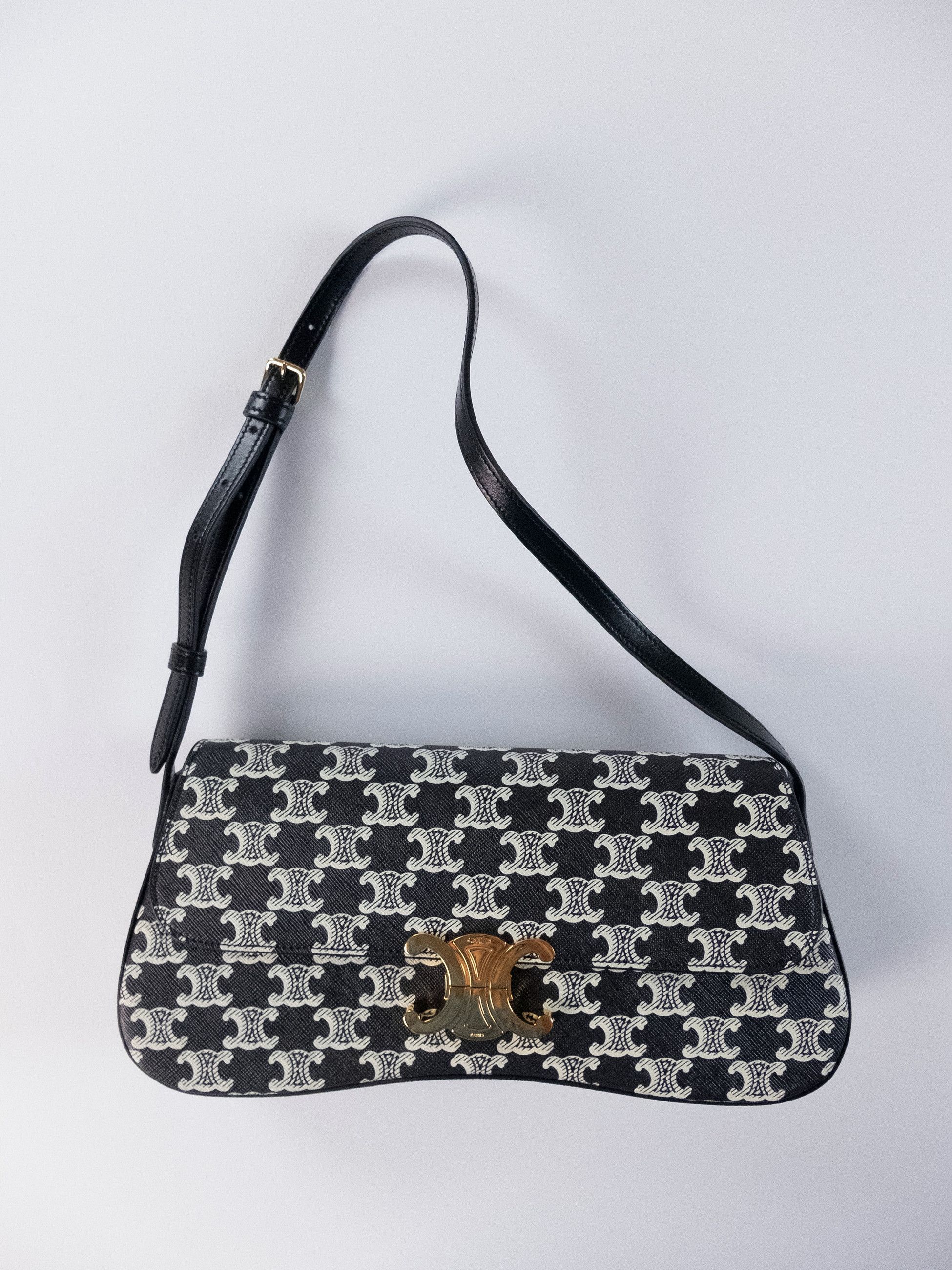 Celine CELINE Lola Triomphe medium black & white coated canvas bag Size ONE SIZE - 6 Thumbnail