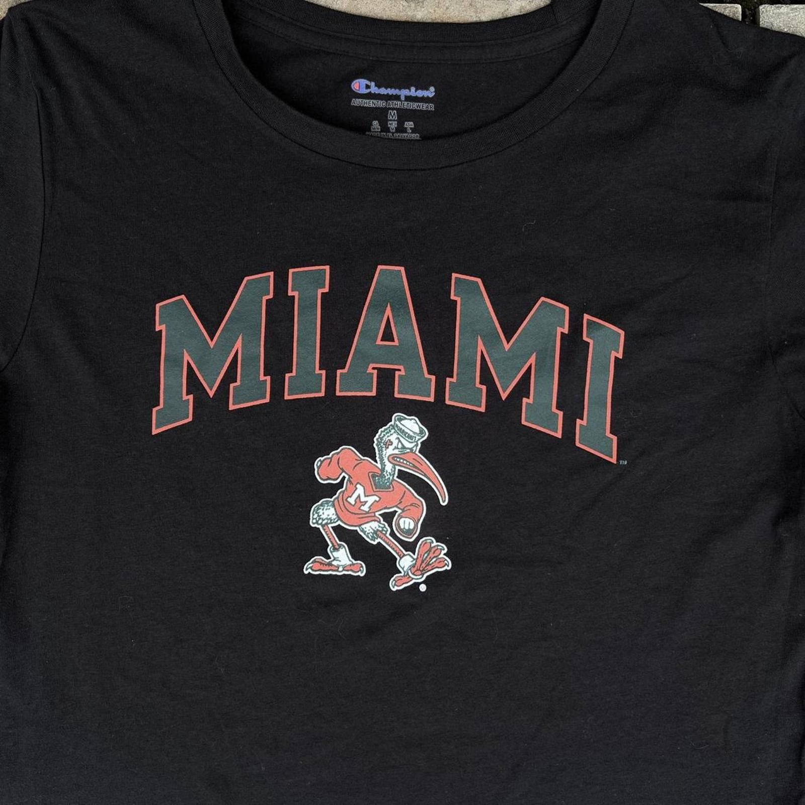 Champion NWT University of Miami Black T-shirt Size US M / EU 48-50 / 2 - 2 Thumbnail