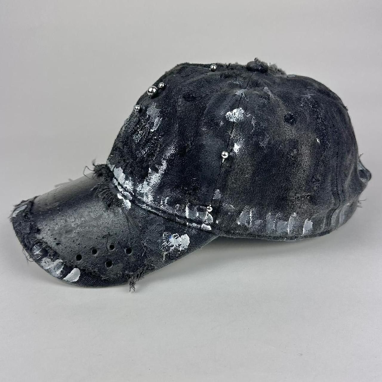 Other ASTROBOI* 'Cali' Black Painted Pierced Distressed Hat Size ONE SIZE - 5 Thumbnail