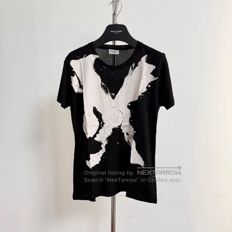Saint Laurent Paris Saint Laurent Paris Black Dàyì Ink-Splashed Short-Sleeve S Size US S / EU 44-46 / 1 - 1 Thumbnail
