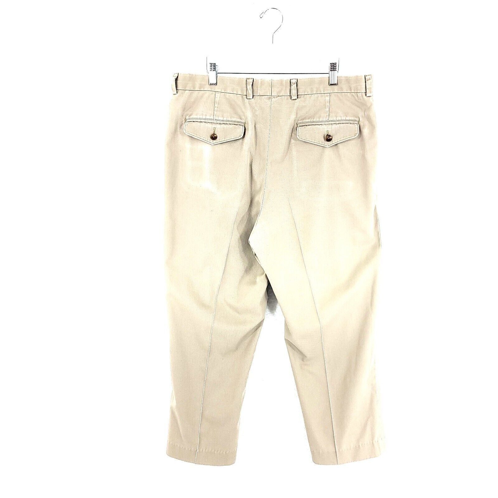 L.L. Bean L.L. Bean Cream Tan Flat Front Cotton High Rise Chino Pants Size US 36 / EU 52 - 2 Thumbnail