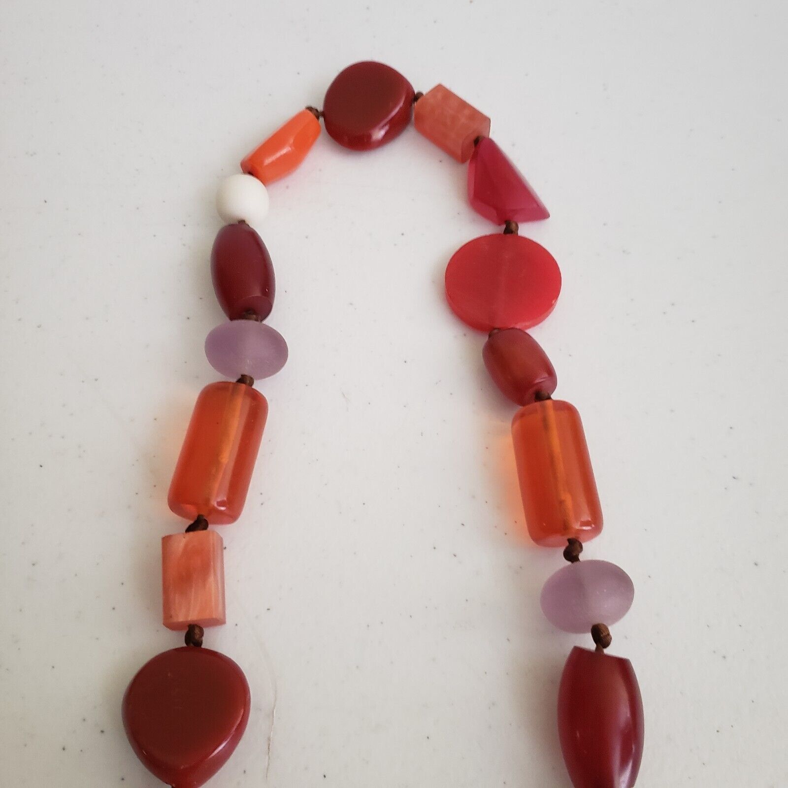 Vintage Vtg Chunky Celluloid Resin Beaded Necklace Beads Leather Size ONE SIZE - 3 Thumbnail