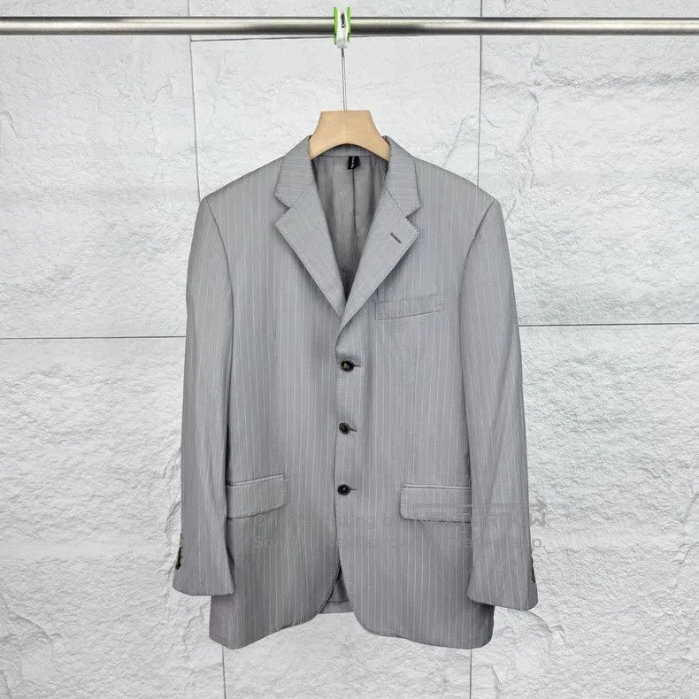 Givenchy Givenchy Size40 Striped Gray Regular Shoulder Suit Size US M / EU 48-50 / 2 - 1 Thumbnail
