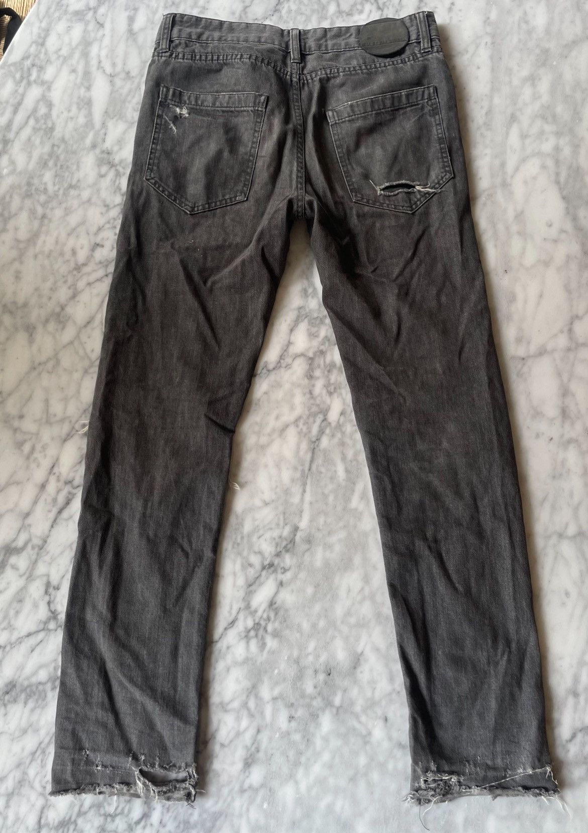 Raf Simons × Raf by Raf Simons Raf Simons Thrashed Crash Slim Distressed Denim Jeans Size US 29 - 2 Thumbnail
