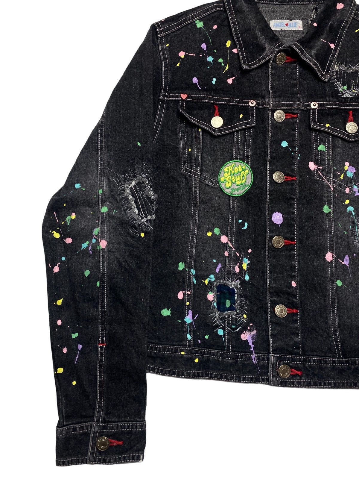 Angel Blue 2000s Angel Blue - Distressed Painter Denim Jacket Size US M / EU 48-50 / 2 - 3 Thumbnail