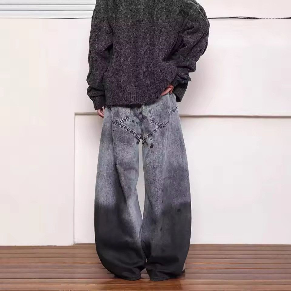 Jean Bleached Denim Jeans | Wide-Leg | Distressed Wash Size US 29 - 2 Thumbnail