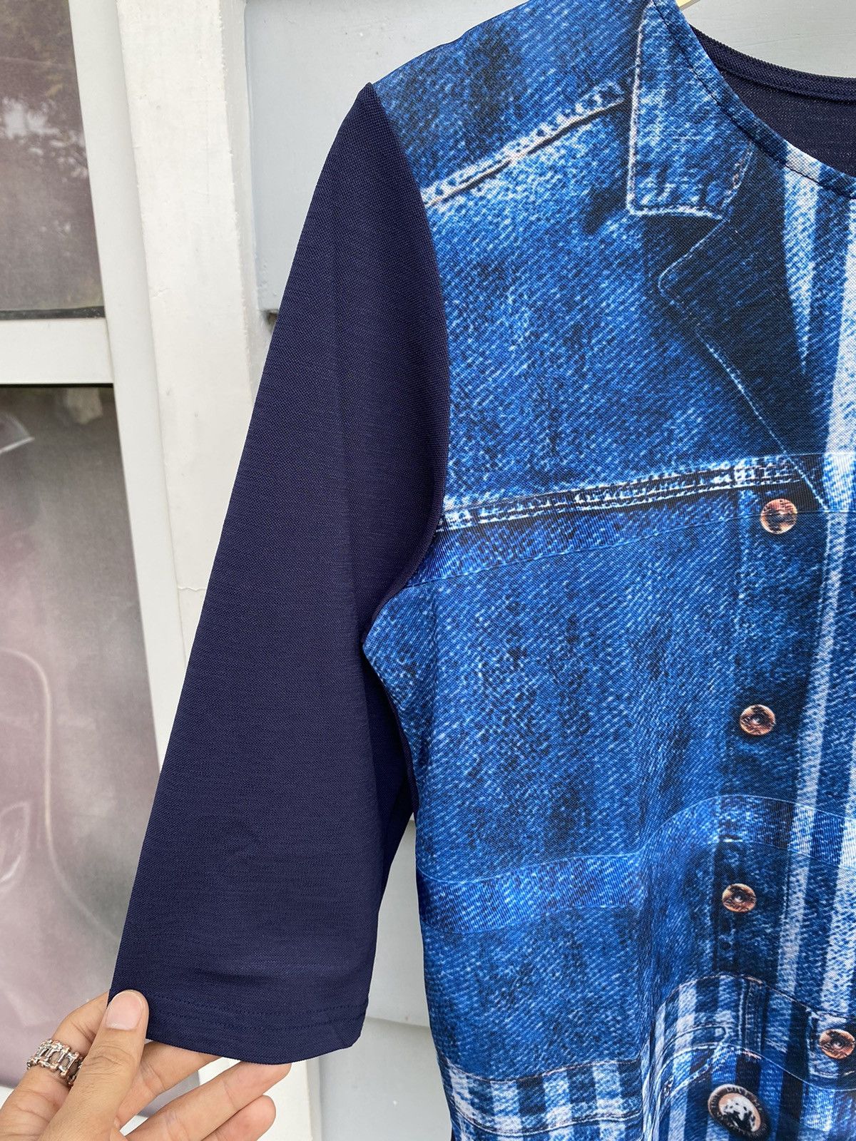 Japanese Brand Silver King Denim Pocket Print Art Longsleeve Japanese Size L / US 10 / IT 46 - 3 Thumbnail