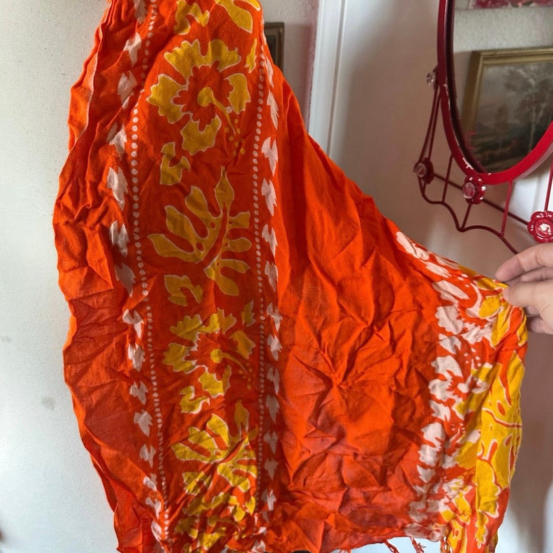 Other no brand hibiscus orange yellow scarf cover Size ONE SIZE - 3 Thumbnail
