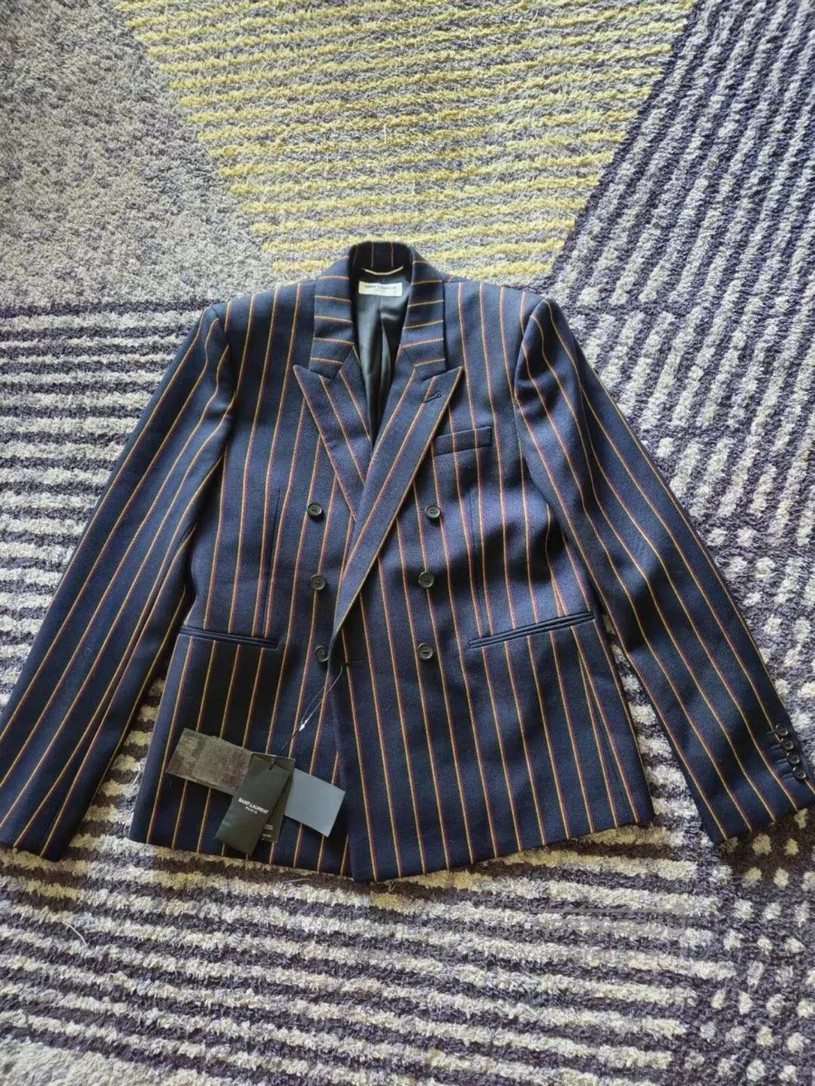 Saint Laurent Paris Sz 50 Saint Laurent Paris Runway Color Stripe Blazer Jacket Size US M / EU 48-50 / 2 - 1 Thumbnail