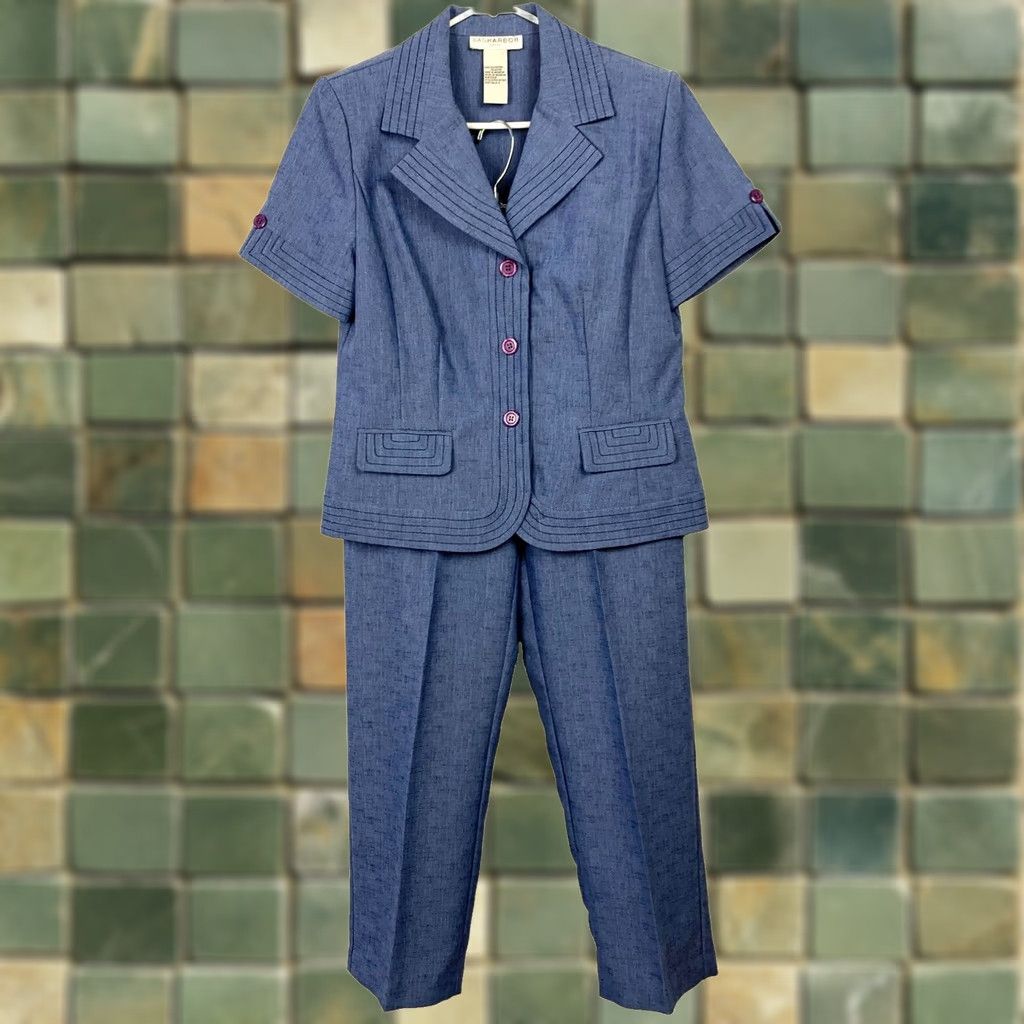 Vintage VINTAGE Sag Harbor Blue Short Sleeve Blazer Pants Suit Womens 8 Size 30" / US 8 / IT 44 - 1 Thumbnail