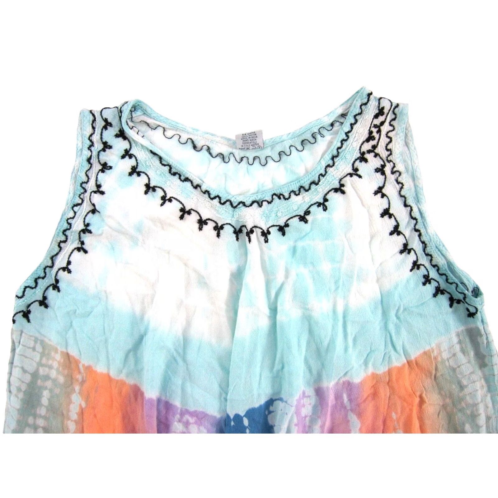 Vintage VINTAGE Shoreline Dress Tank Tunic Shirt Sun Midi Tie Dye Beach Blue Purple Orange M-L Womens Size M / US 6-8 / IT 42-44 - 4 Thumbnail