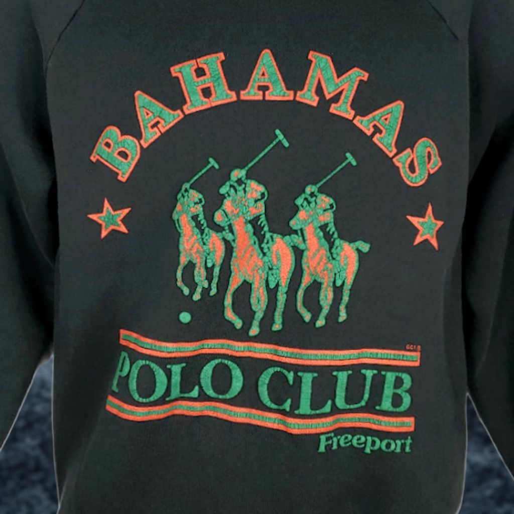 Fruit Of The Loom VINTAGE Freeport Bahamas Polo Club Sweatshirt Mens Size S Black Cotton Blend Crew Neck 90s Made In USA Size US S / EU 44-46 / 1 - 1 Thumbnail