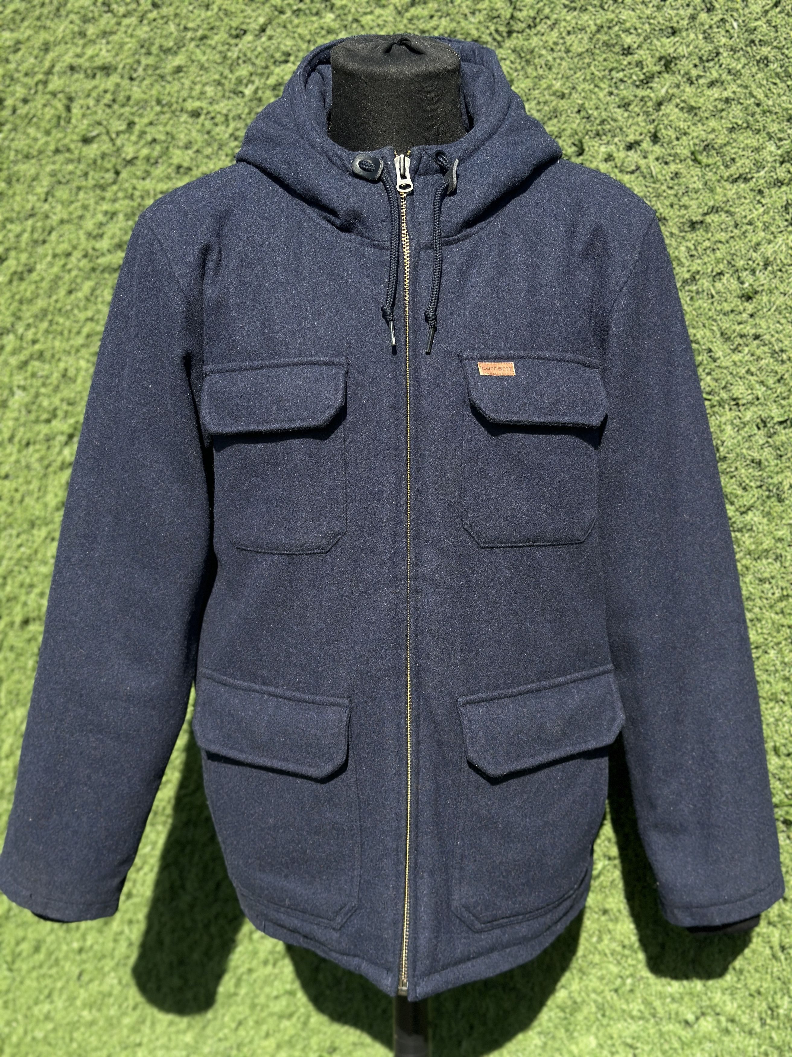 Carhartt Carhartt Court Coat Hooded Jacket Navy Wool Blend Utility L Size US L / EU 52-54 / 3 - 6 Thumbnail