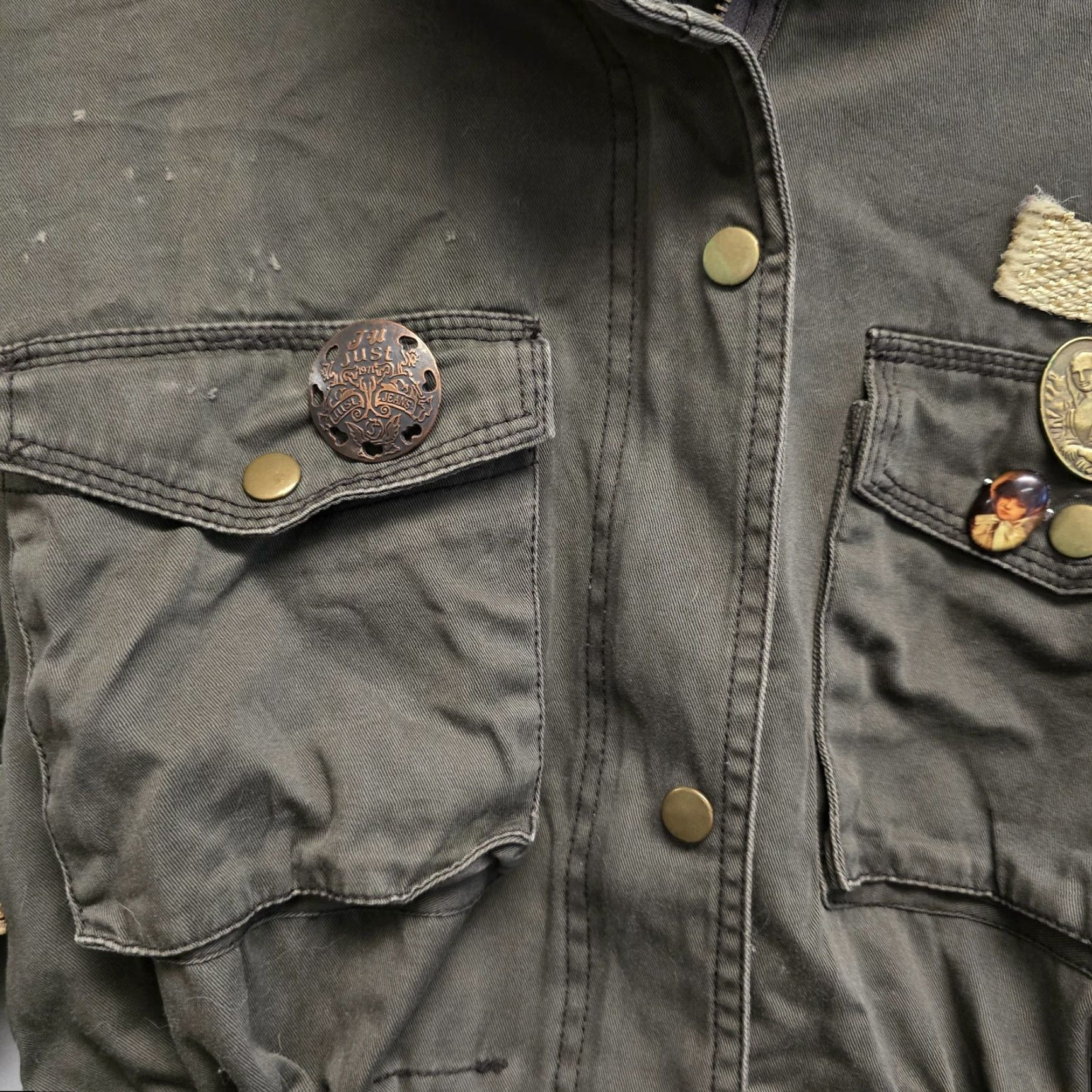 Vintage VINTAGE Army Green Military Jacket - Surplus Field Coat with Patches, Hooded, Full Zip, Canvas, Long Sleeve, Womens L Size L / US 10 / IT 46 - 3 Thumbnail