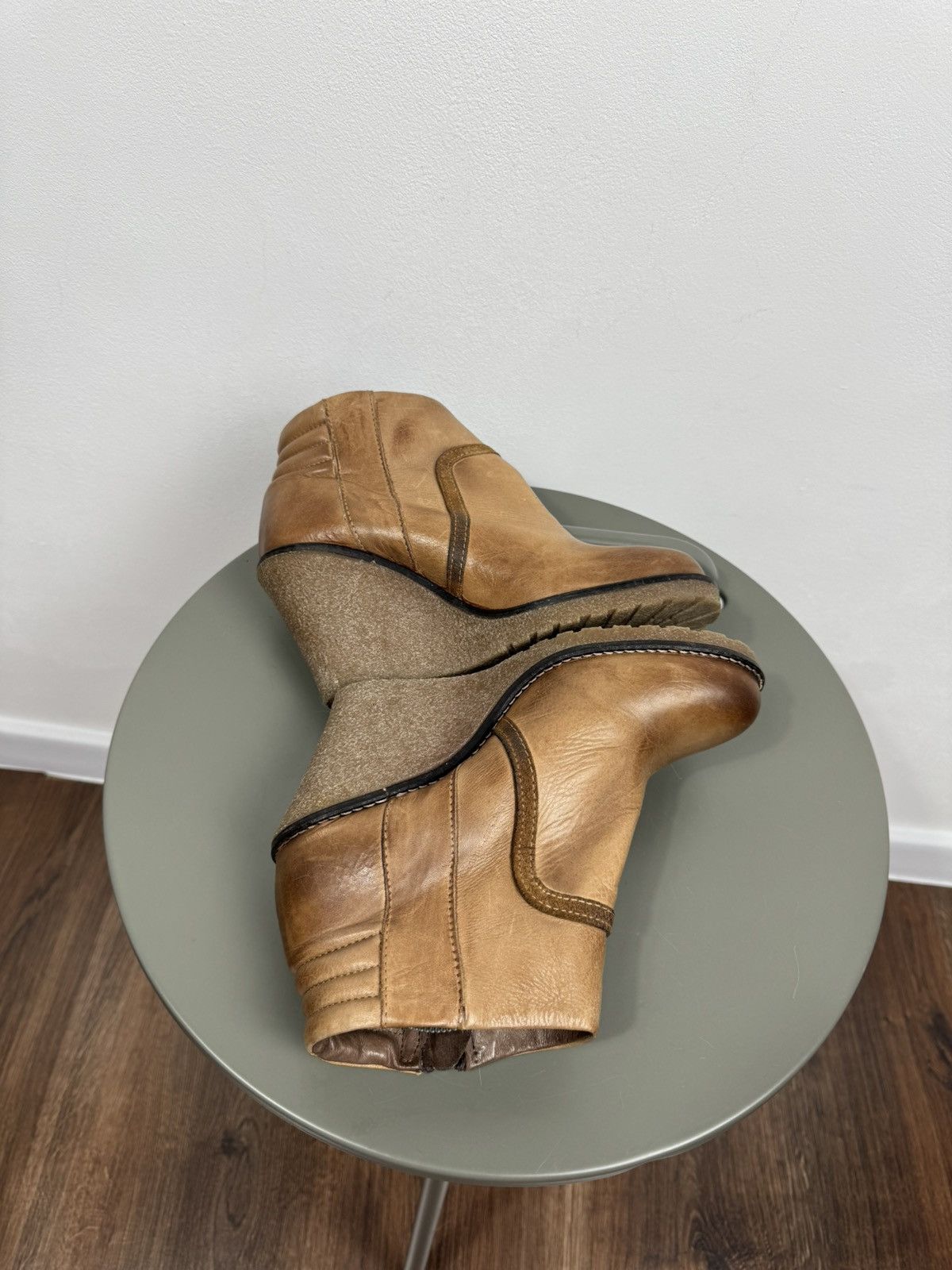 Buffalo London Buffalo Leather Wedge Heel Ankle Boots Brown EU 37 Zip Up Size US 6 / IT 36 - 6 Thumbnail