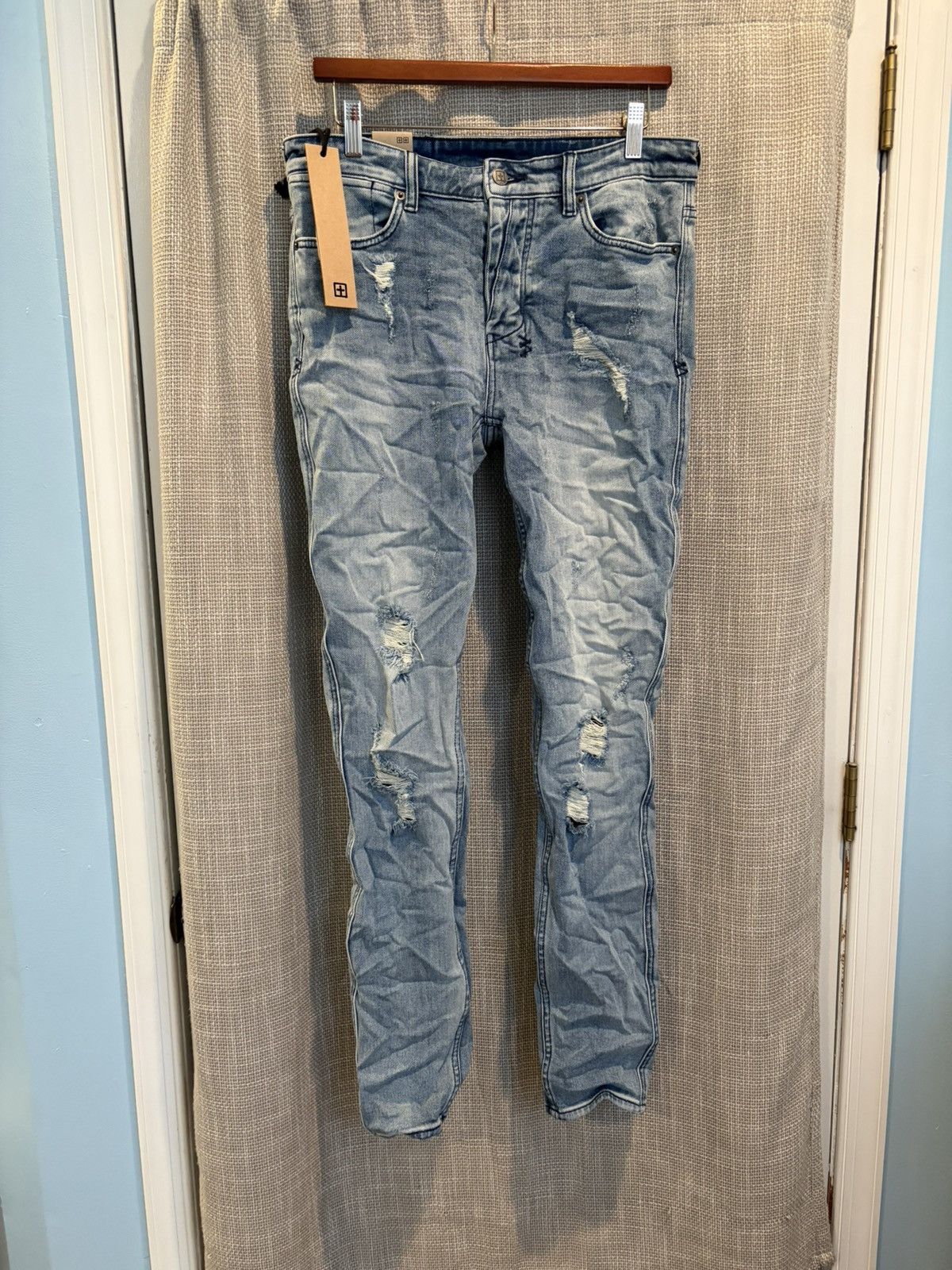 Ksubi Ksubi Van Winkle Trashed Dream Distressed Light Blue Denim Size US 32 / EU 48 - 1 Thumbnail