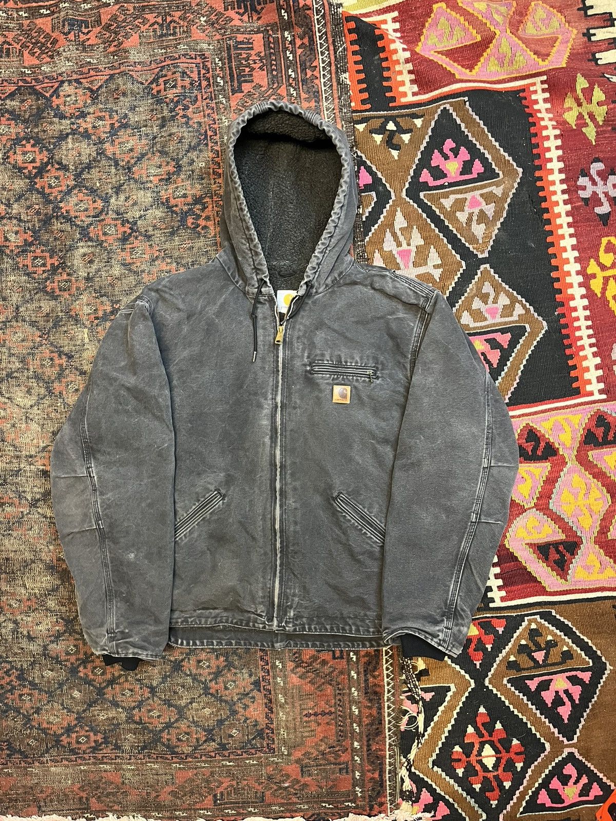 image of Carhartt Zip Up Hooded Jacket in Charcoal, Men's (Size XL)