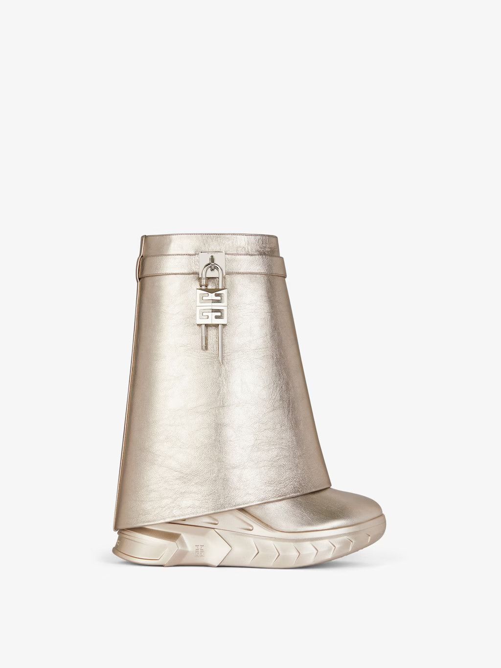 o1w1db10525 Shark Lock Biker Ankle Boots in Gold