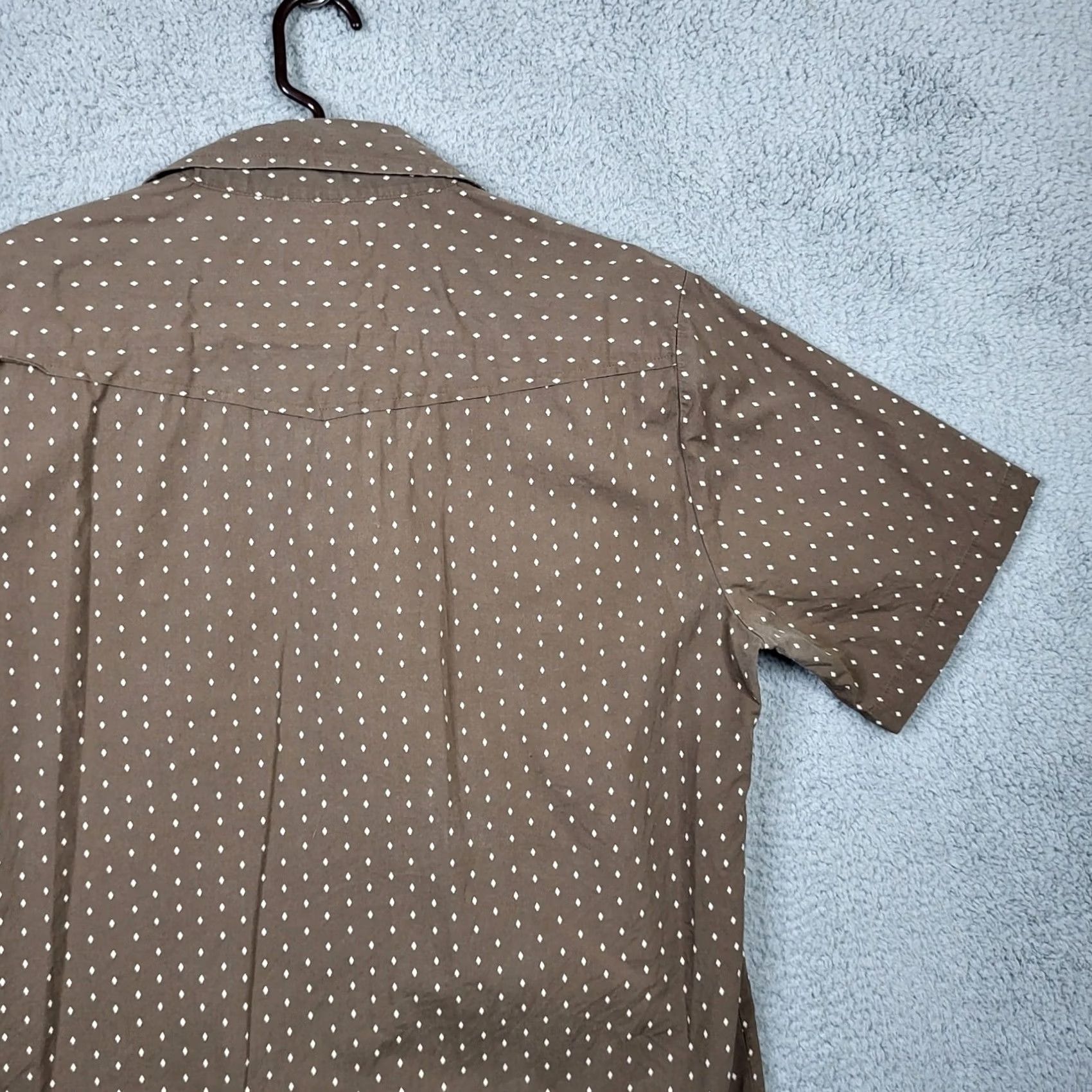 Paul Frank PAUL FRANX Shirt Button-Up Cotton Solid Brown White XL Men Casual Button-Down Short Sleeve Regular Fit Size US XL / EU 56 / 4 - 6 Thumbnail