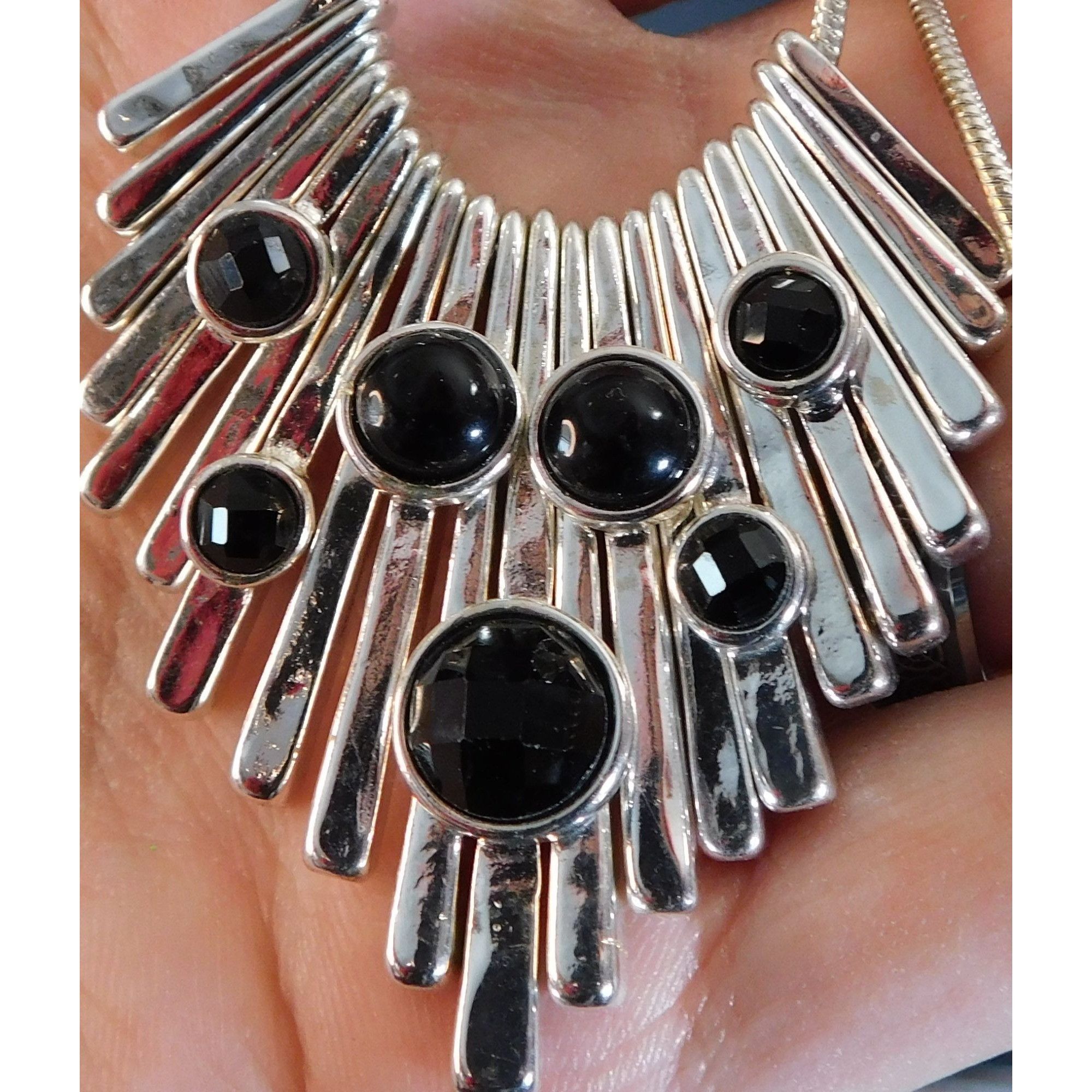 Other Art Deco Gothic Cascade Charm Necklace With Black Stones Size ONE SIZE - 1 Thumbnail