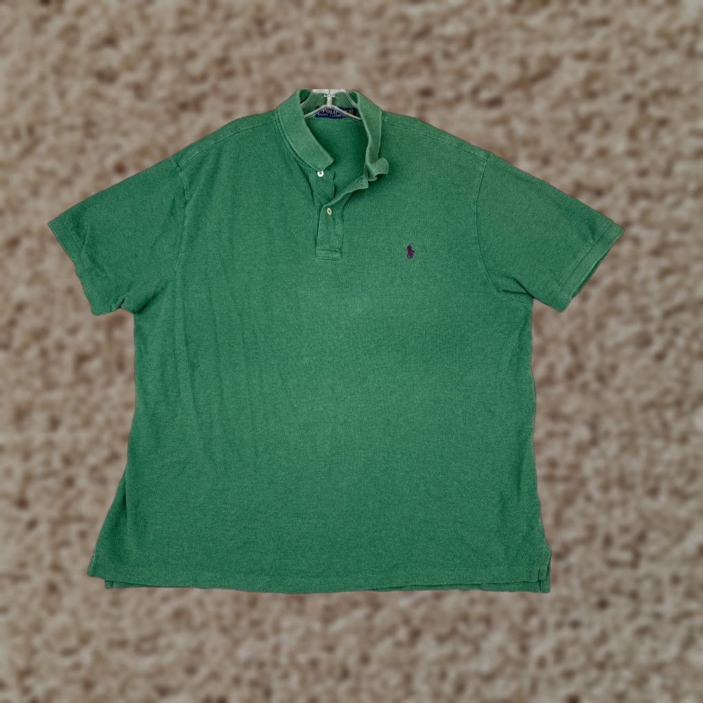 Ralph Lauren VINTAGE Ralph Lauren Polo Shirt 2XB Green 100% Cotton Short Sleeve Big & Tall Men Polo Shirt Size US XXL / EU 58 / 5 - 1 Thumbnail