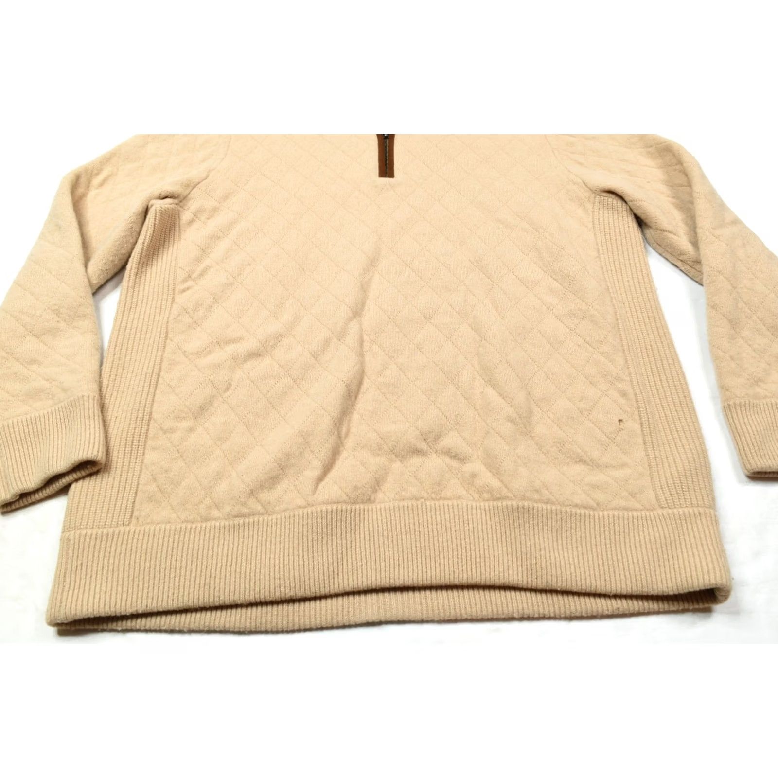 Brooks Brothers Brooks Brothers Quilted Sweater Mens 2XL Pullover Long Sleeve Merino Cashmere Tan Wool Knit Quilted Pullover Regular Mens 2XL Winter Fall Spring Size US XXL / EU 58 / 5 - 4 Thumbnail