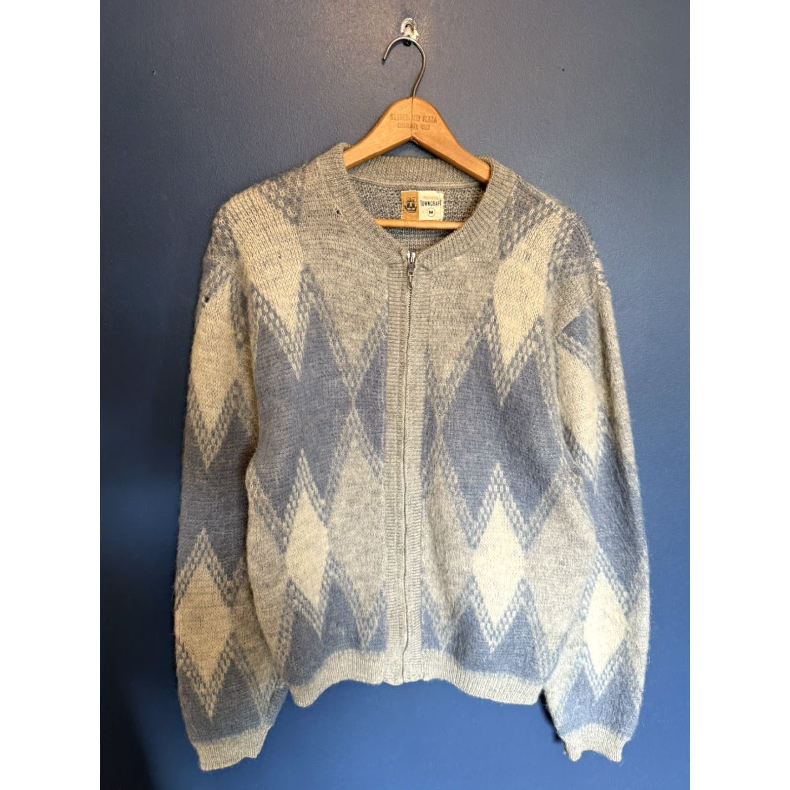 Vintage VINTAGE 60’s Town Craft Argyle Pattern Mohair Zip Cardigan Sweater Size Medium Mens Size US M / EU 48-50 / 2 - 3 Thumbnail