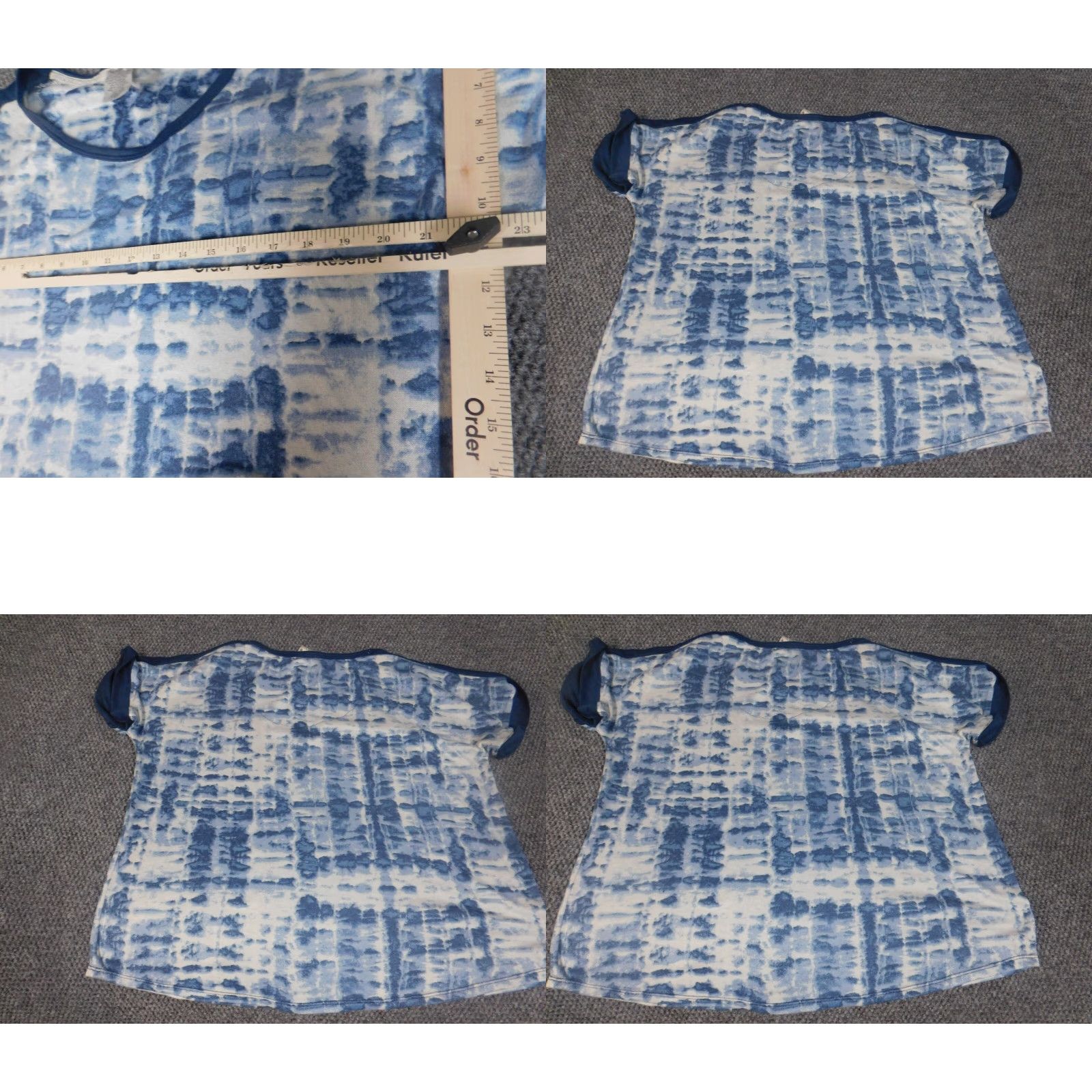 Lucky Brand Lucky Brand Blouse Shirt Womens XL Blue Geometric Short Sleeve Crew Neck Pullover Stretch Casual Regular Size XL / US 12-14 / IT 48-50 - 8 Thumbnail