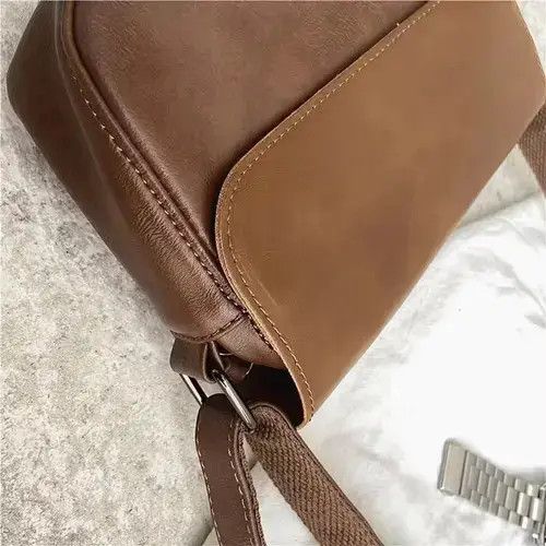 VIBE Retro brown faux leather shoulder bag Size ONE SIZE - 4 Thumbnail