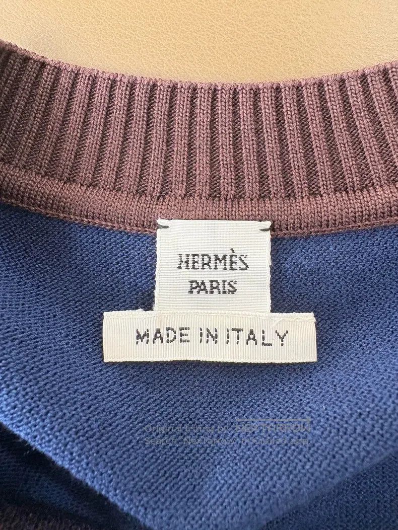 Hermes Hermes Blue Brown Geometric Pattern Round Neck Short Sleev Size XS / US 0-2 / IT 36-38 - 6 Thumbnail