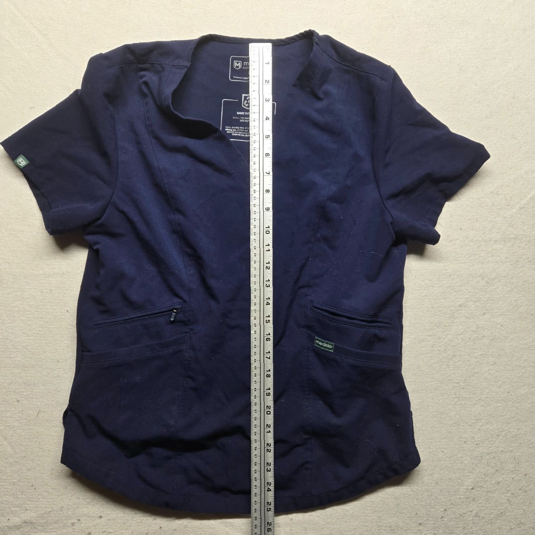 Vintage Mediclo Shirt Women L Blue Short Sleeve V Neck Pockets Adult Size L / US 10 / IT 46 - 6 Thumbnail