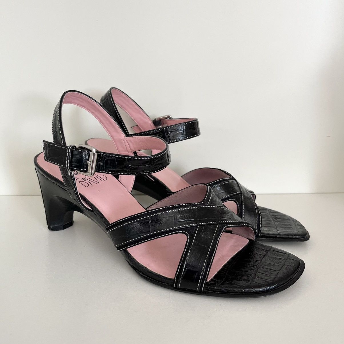 Other Y2k too Joan & David leather stitched heeled sandals Size US 6 / IT 36 - 1 Thumbnail