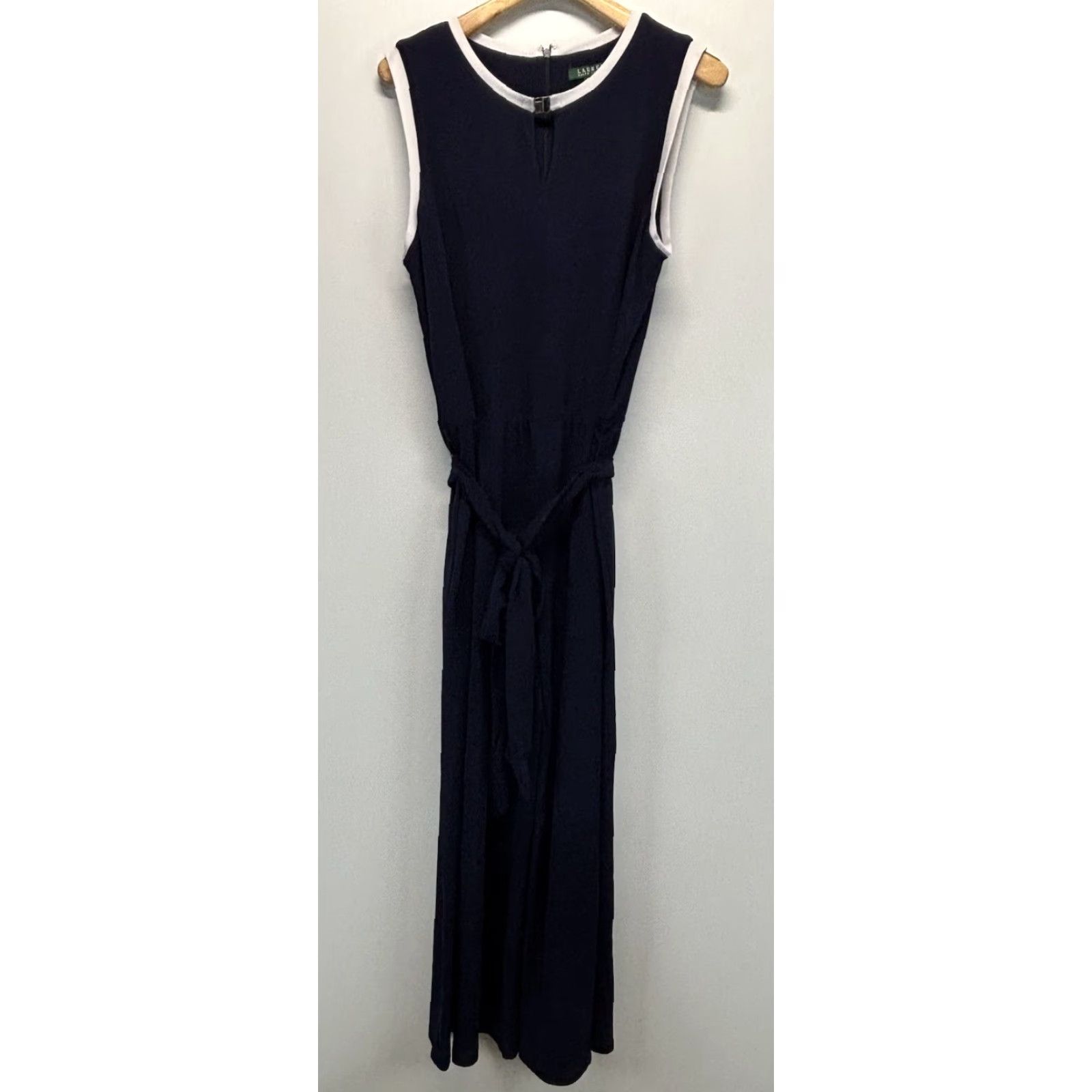 Ralph Lauren Lauren Ralph Lauren Knit Jumpsuit Women’s 2X Plus Navy Wide-Leg Tie Belt Stretch, One-Piece, Belt, Solid, Classic Size 40" / US 18 - 2 Thumbnail