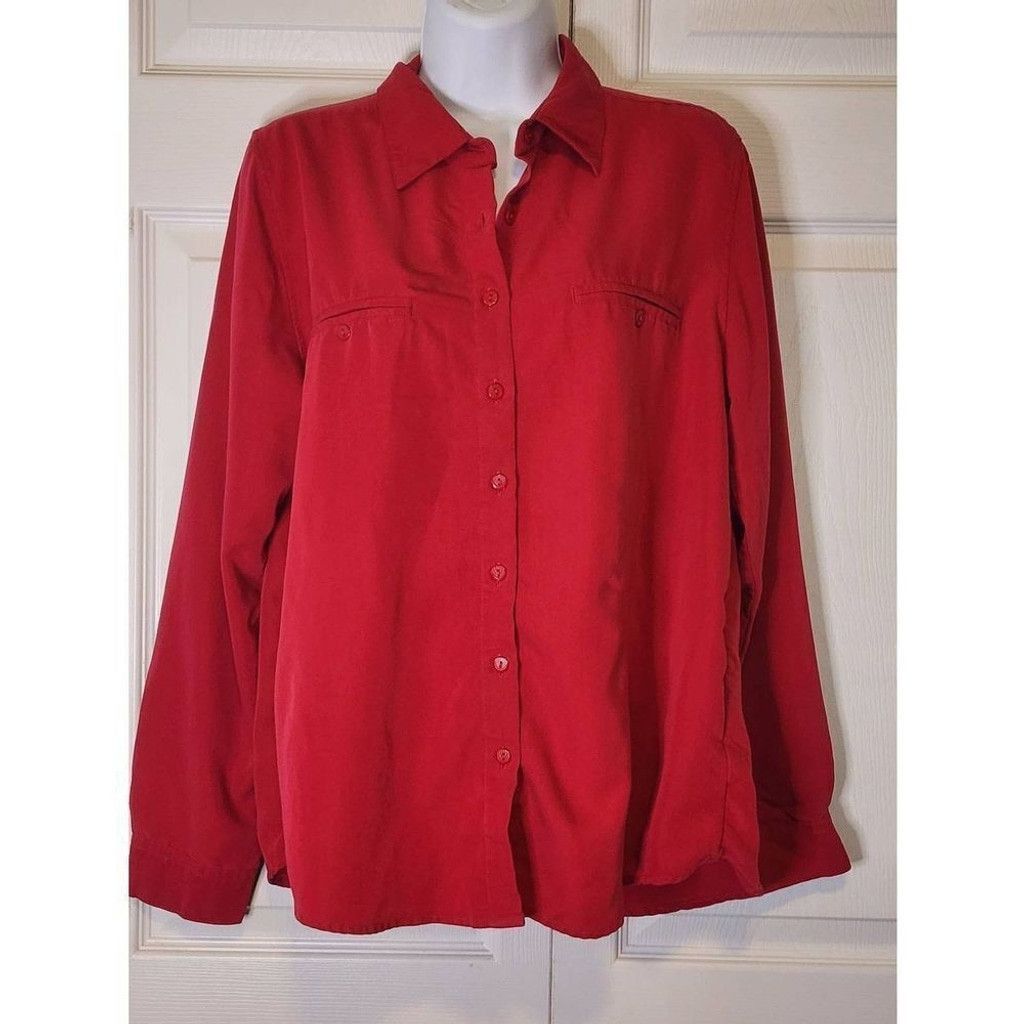 Other Christopher & Banks Red Blouse Size L / US 10 / IT 46 - 2 Thumbnail