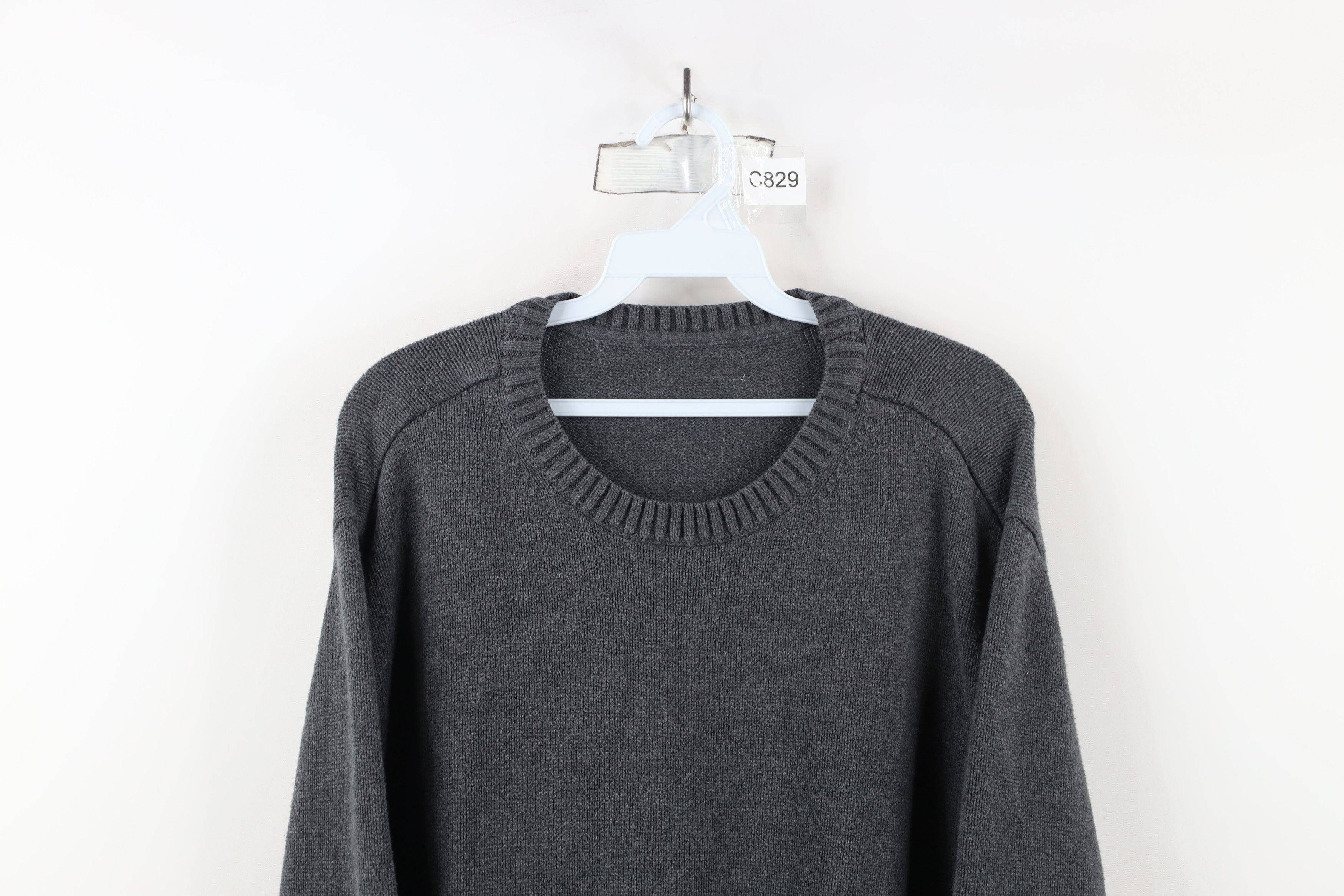 Vintage Vintage 90s Streetwear Blank Knit Crewneck Sweater Dark Gray Size US XL / EU 56 / 4 - 2 Thumbnail