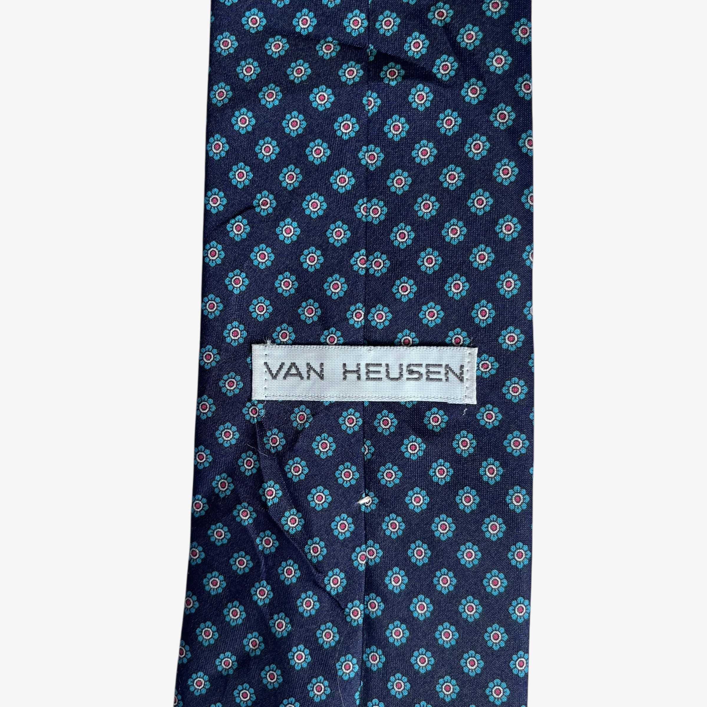 Van Heusen Vintage 90s Van Heusen Abstract Floral Print Blue Silk Tie Size ONE SIZE - 2 Thumbnail
