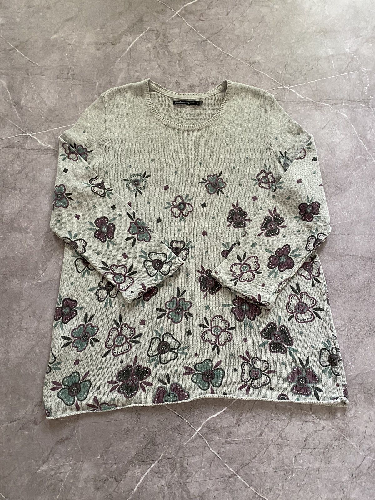 Designer × Gudrun Sjoden Rare Gudrun Sjoden Gray Sweater Floral Flowers Print Size L Size L / US 10 / IT 46 - 2 Thumbnail