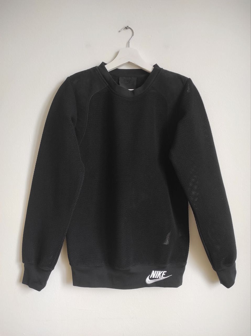 image of Nike VTG Leather Trim Sheer Sweatshirt Size S in Black, Men's