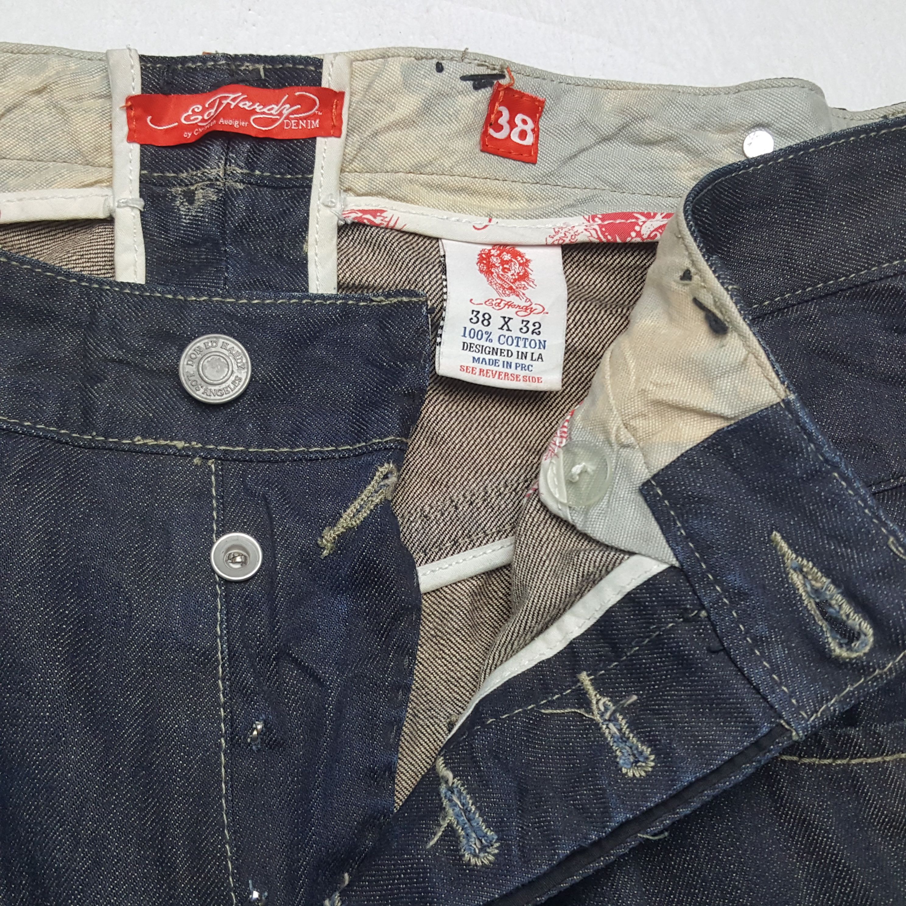Christian Audigier × Ed Hardy × Vintage Vintage Ed Hardy American Brand Embroidery Art Denim Jeans Size US 38 / EU 54 - 7 Thumbnail
