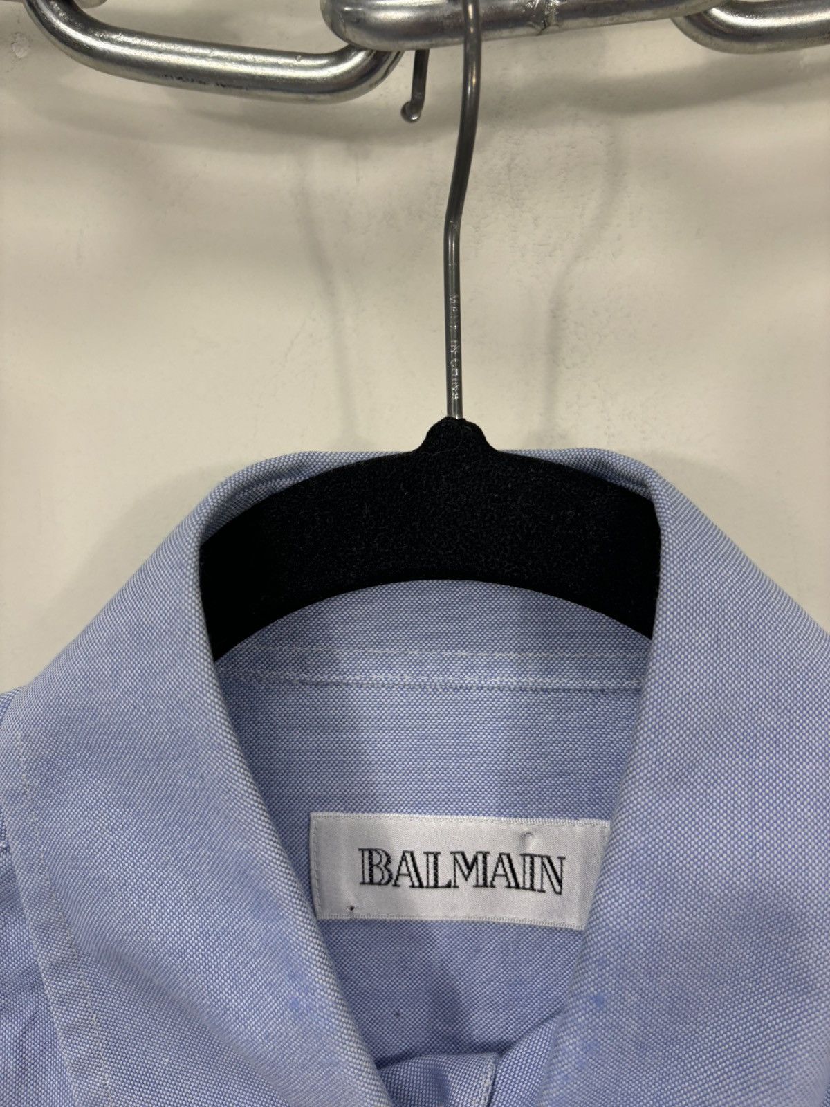 Balmain Vintage Balmain Men’s Light Blue Luxury Oxford Dress Shirt Size US M / EU 48-50 / 2 - 8 Thumbnail