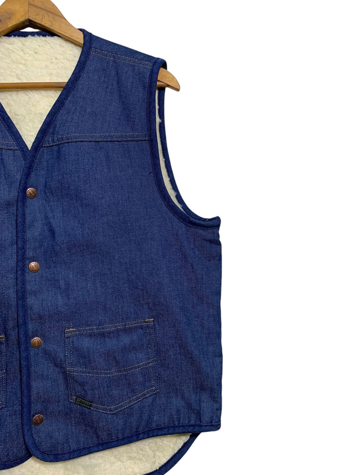 Sears × Vintage 🔥VTG 70s SEARS REOBUCKS DENIM VEST SHERPA LINED Size US L / EU 52-54 / 3 - 3 Thumbnail