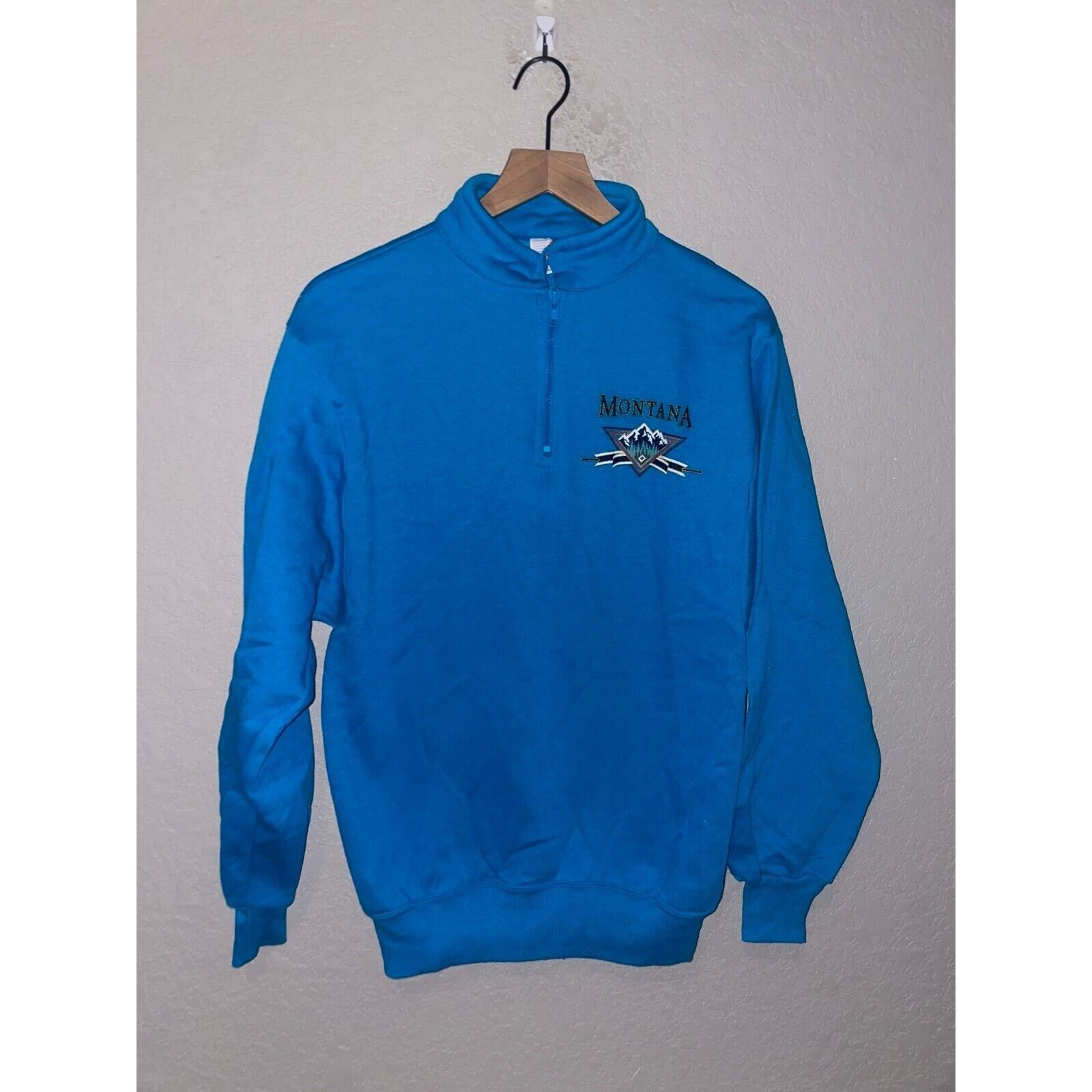 Jerzees Vintage Jerzees 1/4 Zip Sweatshirt Montana Blue Crewneck 90s Size US M / EU 48-50 / 2 - 1 Thumbnail