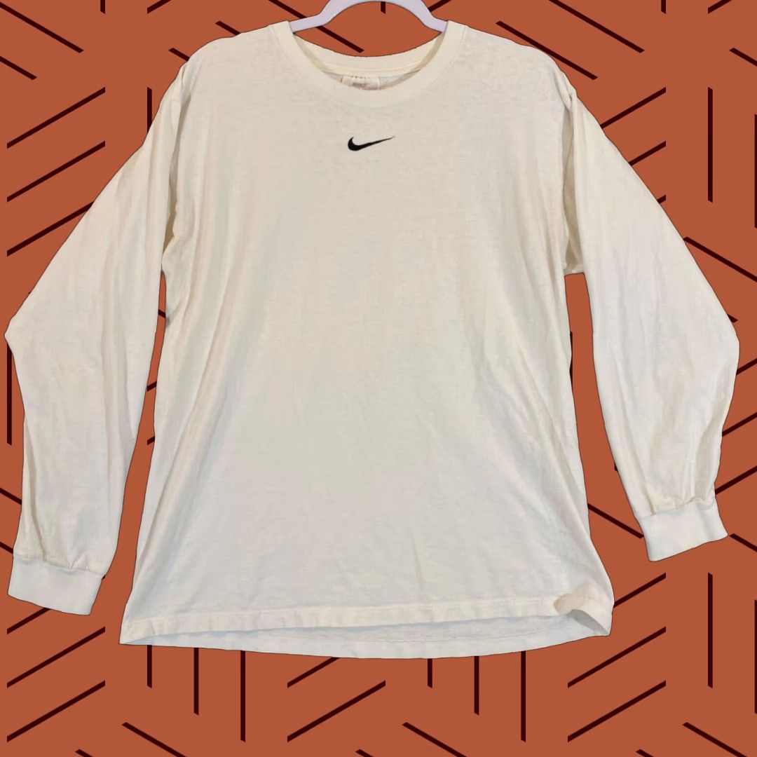 Nike VINTAGE Nike Long Sleeve Shirt Mens Medium White 90s Sports Logo Cotton Fall Winter Summer Spring Size US M / EU 48-50 / 2 - 1 Thumbnail