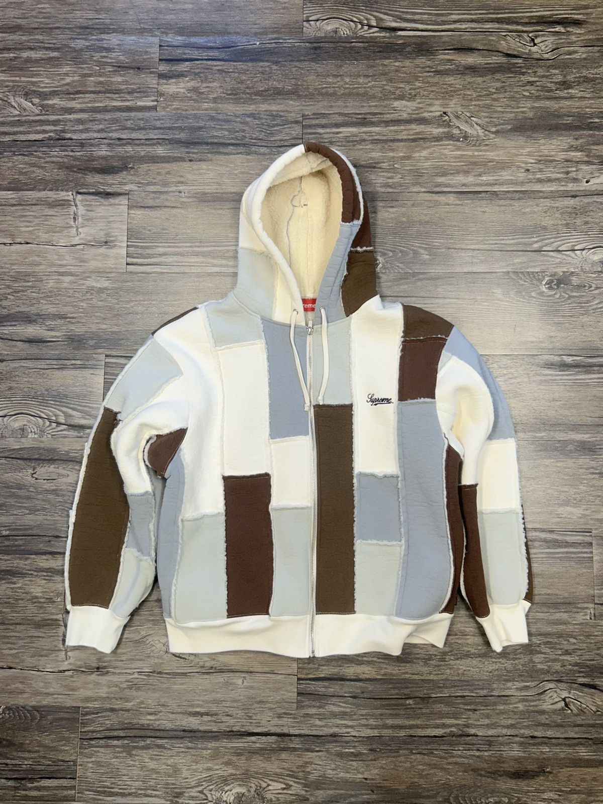 Supreme Supreme Patch Fuzzy Zip Up Hoodie Grailed