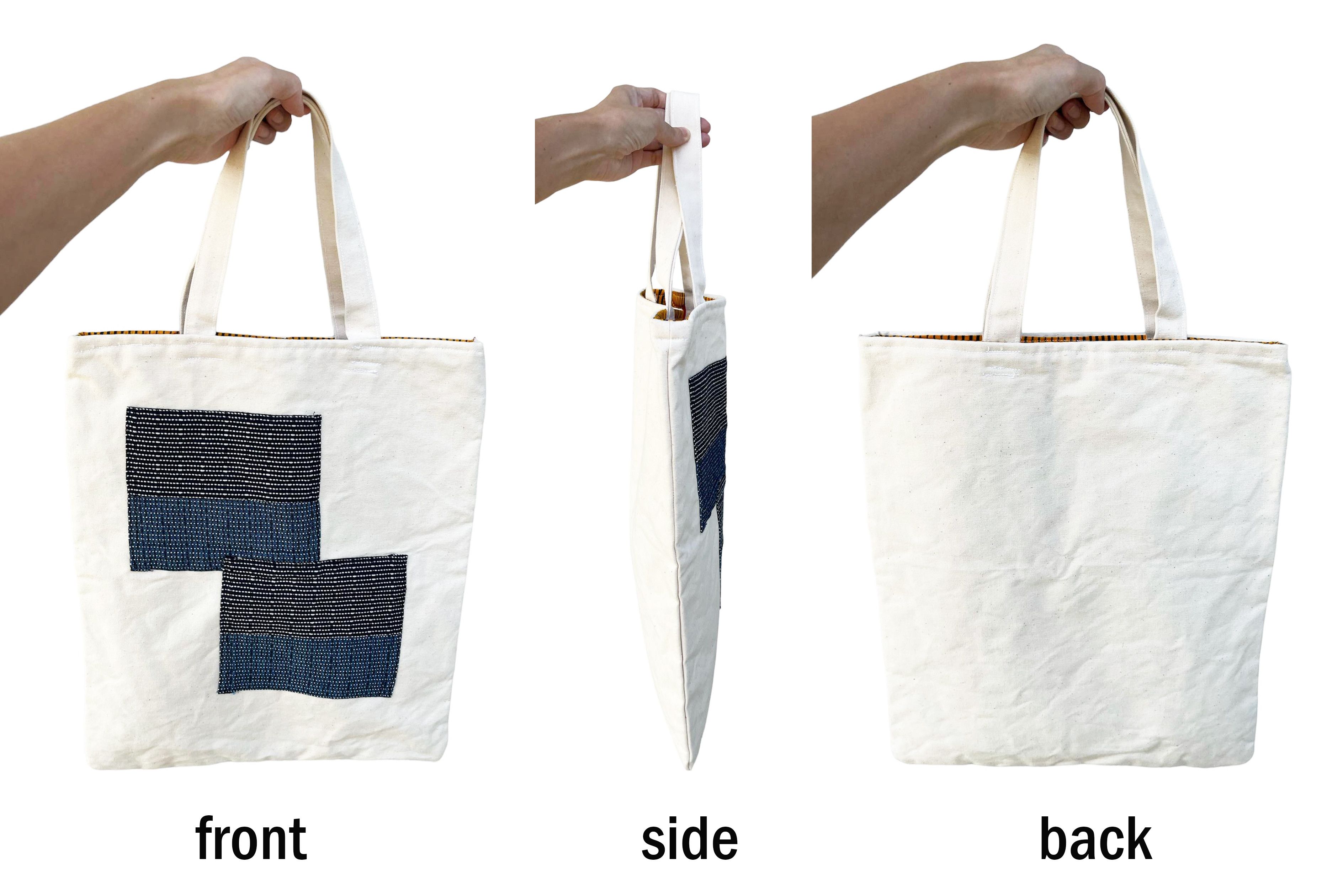 Vintage Upcycled Japanese fabric and sashiko patchwork tote bag Size ONE SIZE - 9 Thumbnail
