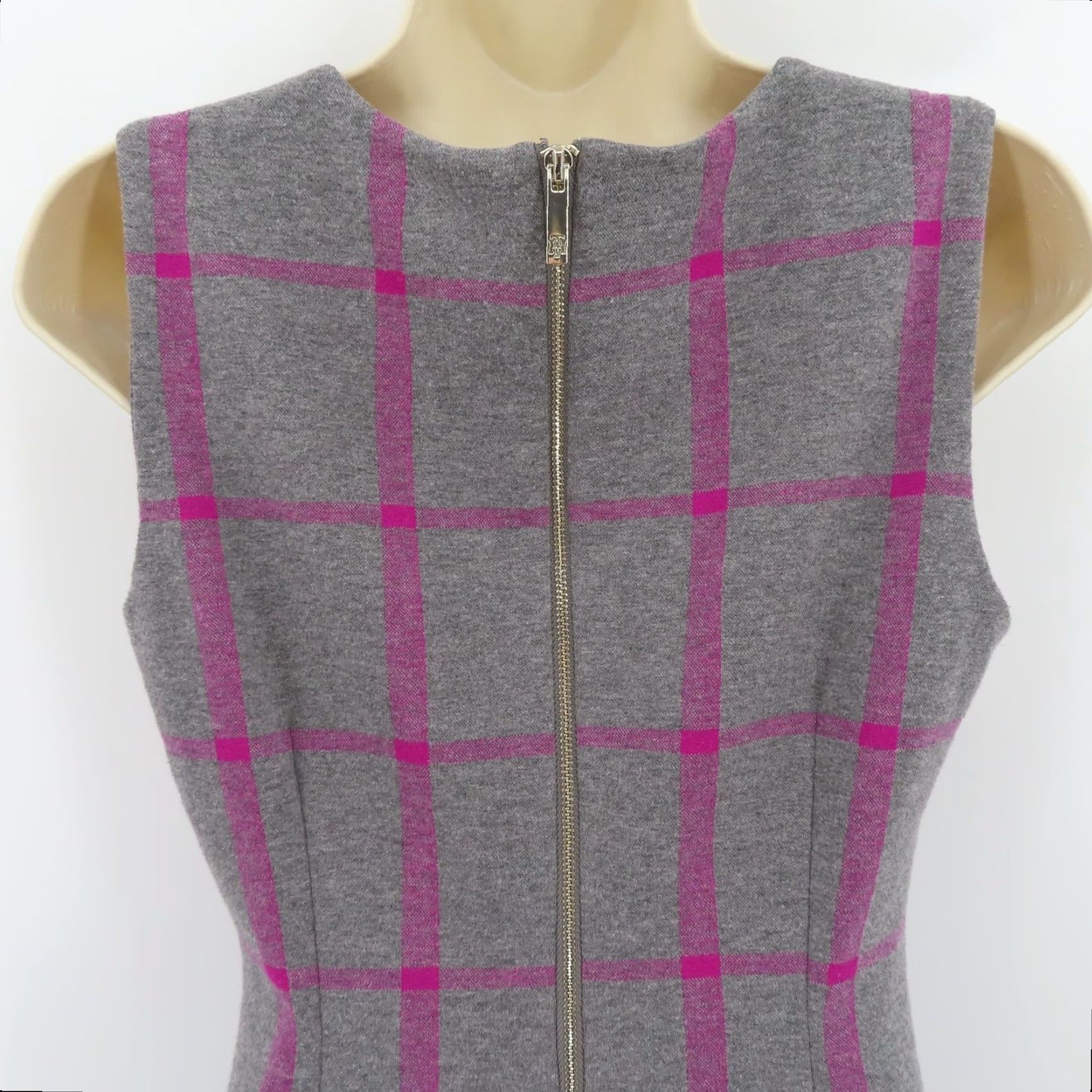 Tommy Hilfiger Tommy Hilfiger Dress Women Size 4 Sleeveless Plaid Gray Purple Knee Length Sheath Size S / US 4 / IT 40 - 5 Thumbnail