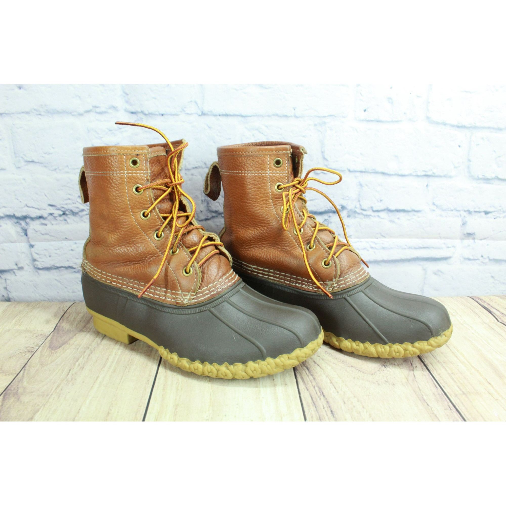 L.L. Bean × Leather LL Bean Women's Brown Lace Up Unlined Ankle Duck Boots Size US 9 / IT 39 - 3 Thumbnail