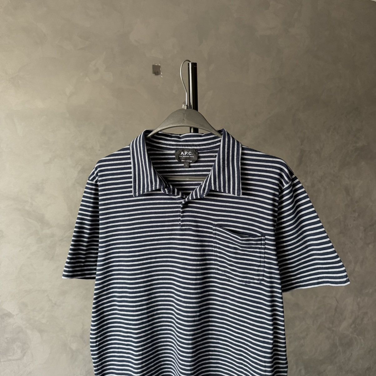 A.P.C Striped Pocket Polo Shirt L