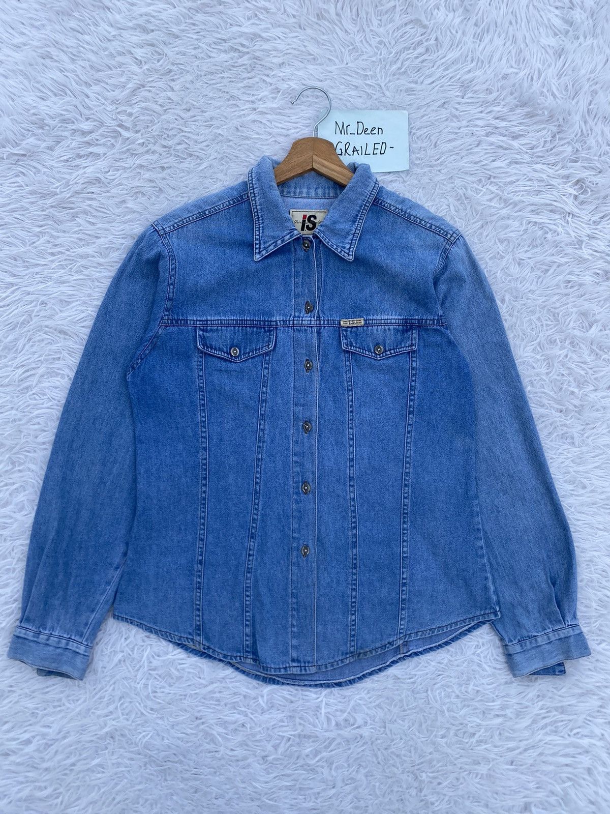 Issey Miyake Rare Vintage 90s Issey Miyake IS Blue Denim Shirt Size US S / EU 44-46 / 1 - 2 Thumbnail